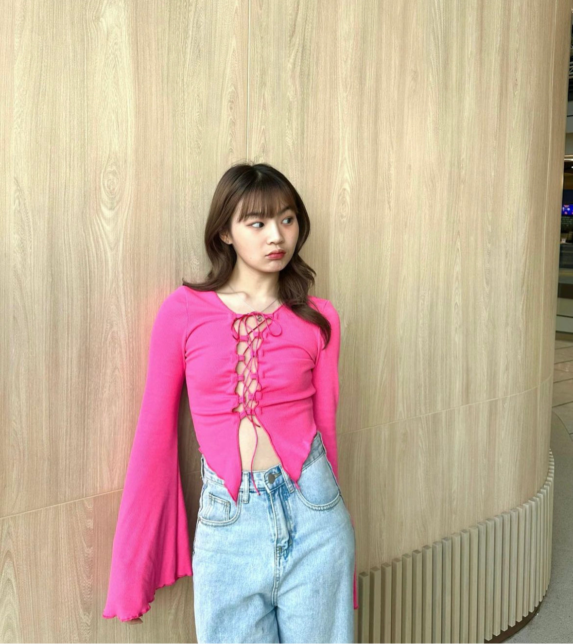 F/W - Valen Top (Hot Pink / Light Pink/ Black) #FW017