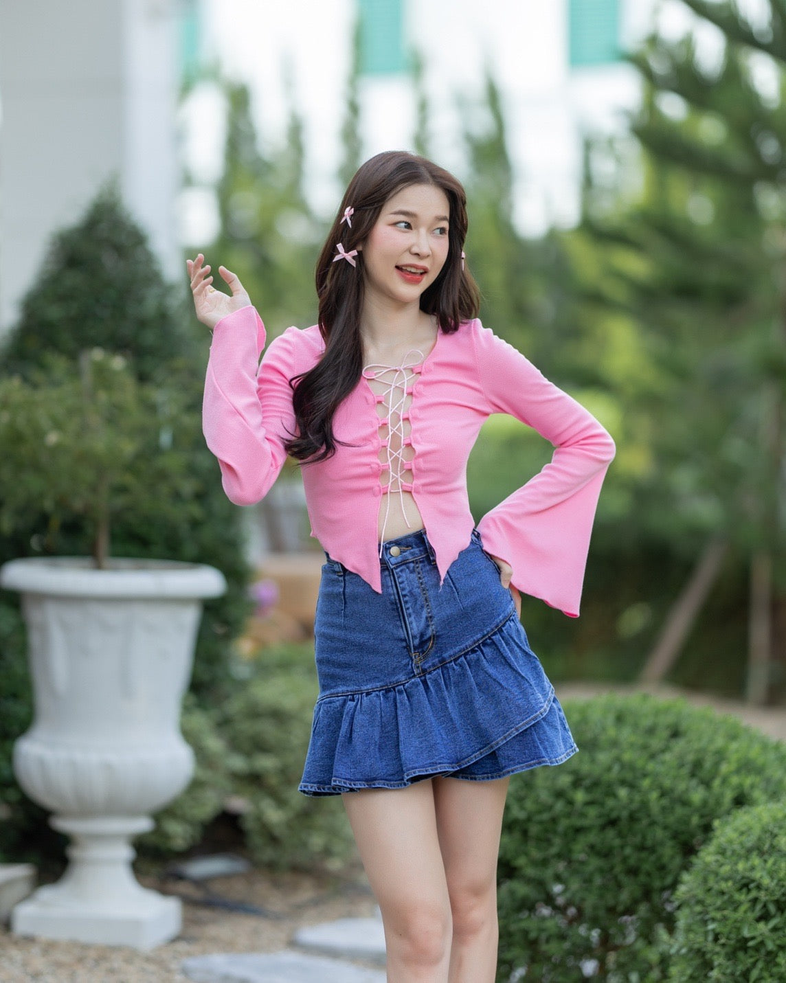 F/W - Valen Top (Hot Pink / Light Pink/ Black) #FW017